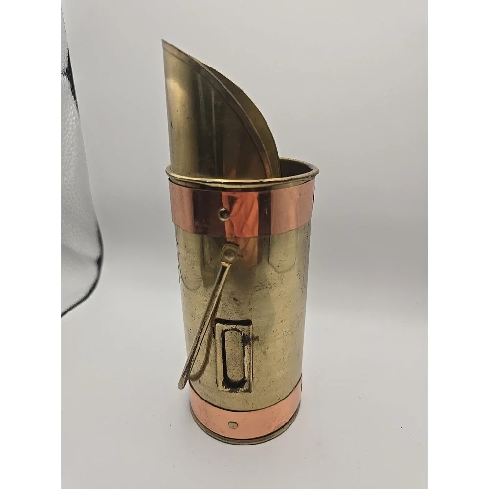 Vintage Copper Brass Coal Ash Scuttle‎ Bucket Scoop Long Match Holder Patina